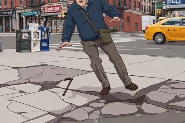 If I trip on an uneven sidewalk who can I sue